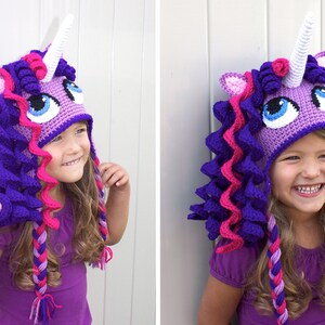 Crochet Unicorn Hat Pattern. Cute Pony Beanie Downloadable Instructions for baby girls, kids, teens and adults. Easy & Beautiful PDF FILE image 3