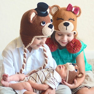 Crochet Bear Hat Pattern. Easy Instructions for Cute Boy & Girl Teddy Bear Animal Beanie for Babies, Kids, Teens and Adults (PDF FILE)