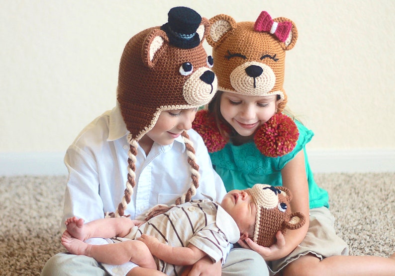 Crochet Bear Hat Pattern. Easy Instructions for Cute Boy & Girl Teddy Bear Animal Beanie for Babies, Kids, Teens and Adults PDF FILE image 1