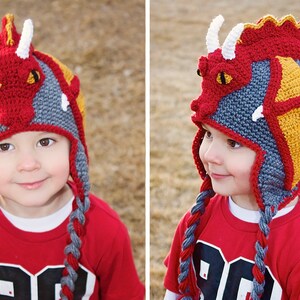 Crochet Dragon Hat Pattern. Easy Instructions for Cool Earflap Beanie. Perfect Gift for Babies, Kids, Teens & Adults PDF FILE image 7