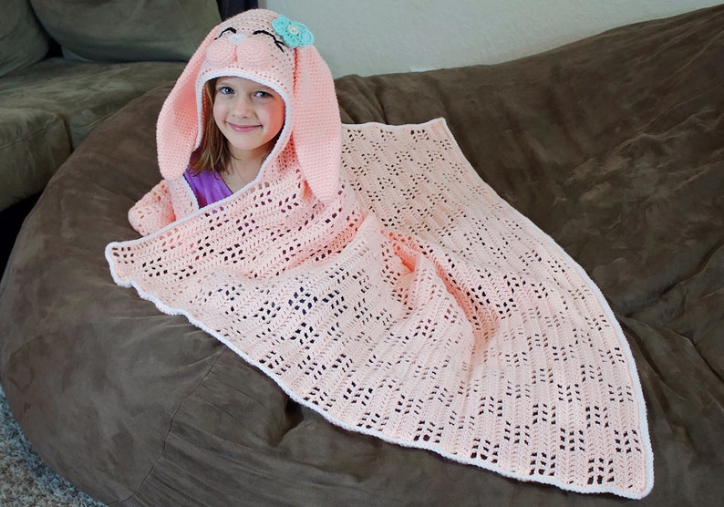 Crochet Bunny Blanket Pattern. Cute, Easy Instant Download Instructions for Hooded Wearable Afghan for Babies, Kids & Adults PDF File image 6