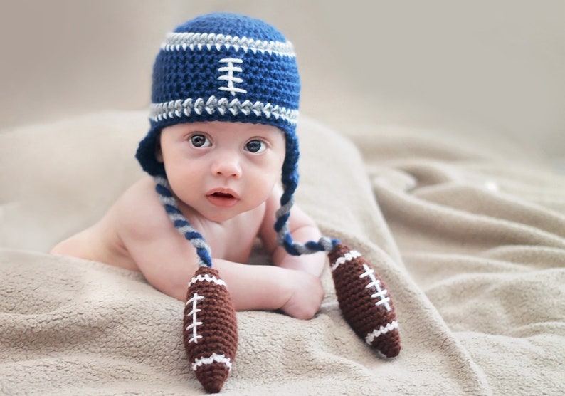 Crochet Football Beanie Pattern. Easy Instructions for Cool Sports Team Hat for Babies, Kids, Teens & Adults. Great Photo Prop PDF FILE image 3