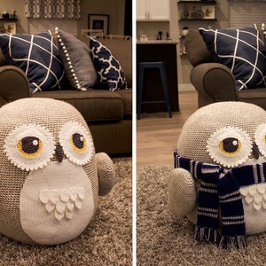 Crochet Owl Pouf / Pouffe / Ottoman / Toy Pattern. Easy Instructions for Cute Animal Home Decor Used as Footrest or Cool Chair PDF File image 3