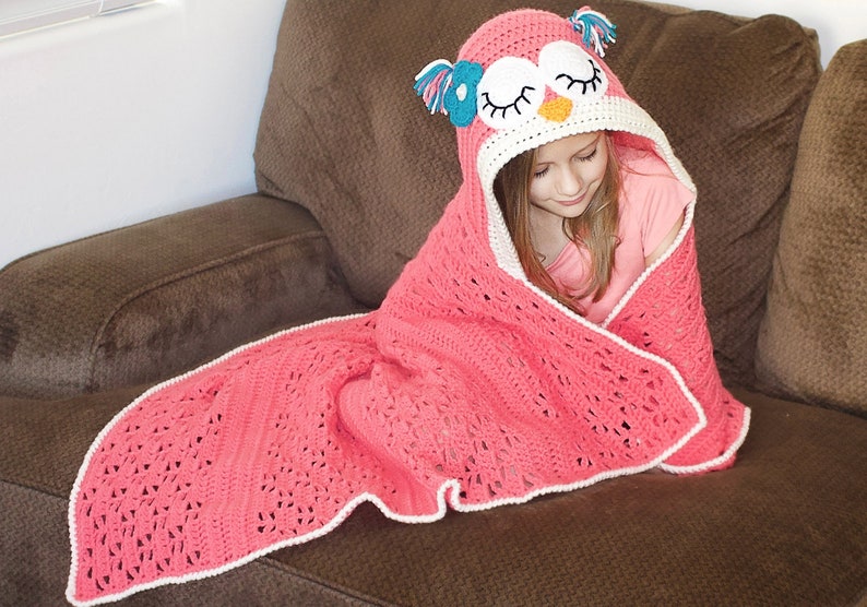 Crochet Owl Blanket Pattern. Easy Instructions for Cute Boy and Girl Wearable Hooded Afghan for Baby, Kid, Teen & Adult Gift PDF File image 3