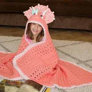 Triceratops Hooded Blanket Crochet Pattern. Cute, Cool, And Easy Dinosaur Afghan Downloadable Instructions for Kids, Teens & Adults image 3