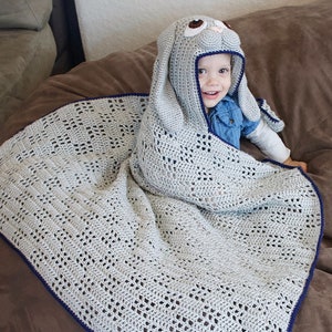 Crochet Bunny Blanket Pattern. Cute, Easy Instant Download Instructions for Hooded Wearable Afghan for Babies, Kids & Adults PDF File image 7