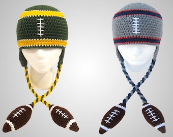 Crochet Football Beanie Pattern. Easy Instructions for Sports Team Hat for Babies, Kids, Teens & Adults.(PDF FILE)