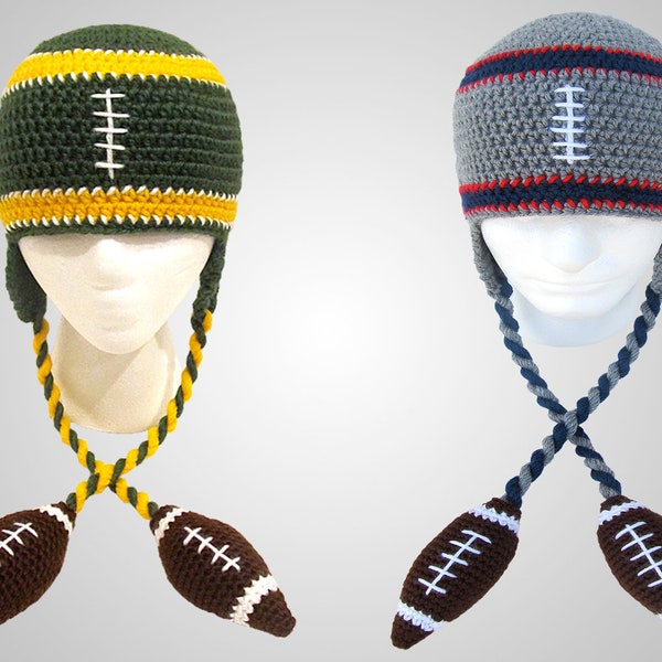 Crochet Football Beanie Pattern. Easy Instructions for Cool Sports Team Hat for Babies, Kids, Teens & Adults. Great Photo Prop!  (PDF FILE)