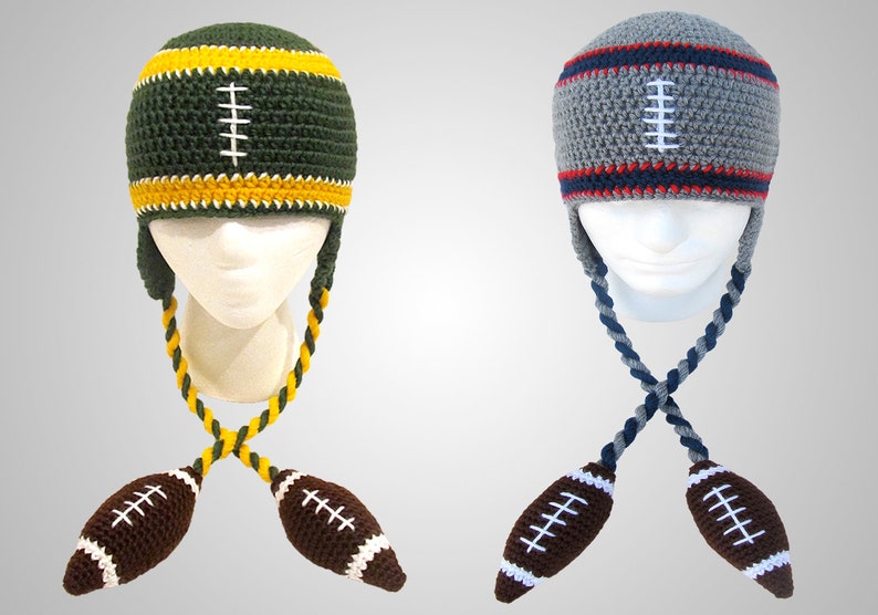 Crochet Football Beanie Pattern. Easy Instructions for Cool Sports Team Hat for Babies, Kids, Teens & Adults. Great Photo Prop PDF FILE image 1