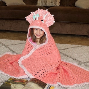 Triceratops Hooded Blanket Crochet Pattern. Cute, Cool, And Easy Dinosaur Afghan Downloadable Instructions for Kids, Teens & Adults image 7