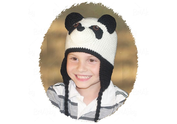 かぎ針編みのパンダ帽子のパターン。赤ちゃん、子供、ティーン、大人の