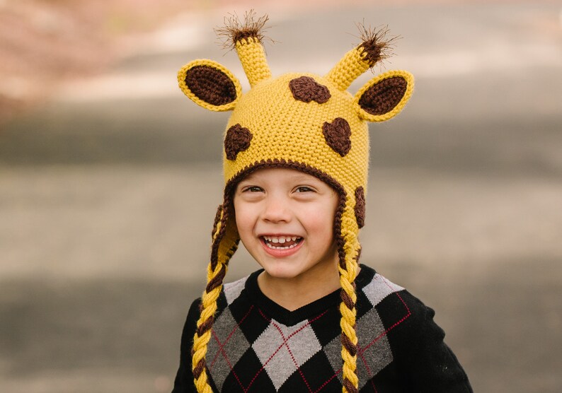 Crochet Giraffe Hat Pattern, Cute Baby, Kid or Adult Animal Beanie Digital Download Instructions, Easy DIY Gift and Photo Prop image 6