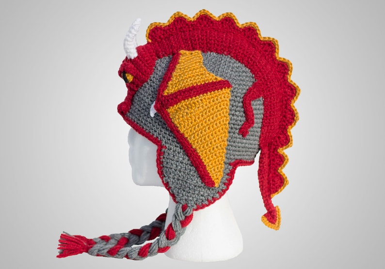 Crochet Dragon Hat Pattern. Easy Instructions for Cool Earflap Beanie. Perfect Gift for Babies, Kids, Teens & Adults PDF FILE image 4