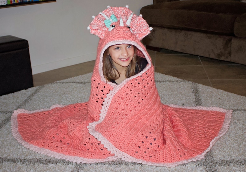 Triceratops Hooded Blanket Crochet Pattern. Cute, Cool, And Easy Dinosaur Afghan Downloadable Instructions for Kids, Teens & Adults image 9