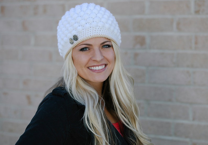 Crochet Fashion Hat Pattern. Easy Instructions for Beautiful Women's & Girl's Bobble Stitch Beanie for Baby, Kid, Teen and Adults PDF FILE image 4