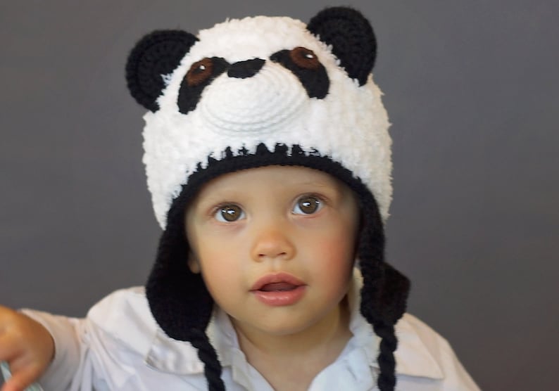 Crochet Panda Hat Pattern. Easy Instructions for Cute Furry or ww Bear Beanie for Babies, Kids, Teens & Adults Halloween Costume (PDF FILE) image 5