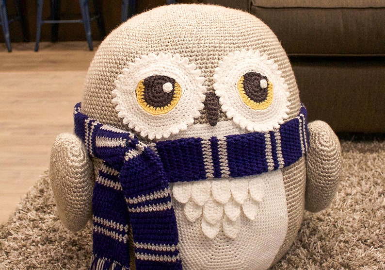 Crochet Owl Pouf / Pouffe / Ottoman / Toy Pattern. Easy Instructions for Cute Animal Home Decor Used as Footrest or Cool Chair PDF File image 5