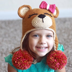 Crochet Bear Hat Pattern. Easy Instructions for Cute Boy & Girl Teddy Bear Animal Beanie for Babies, Kids, Teens and Adults PDF FILE image 1