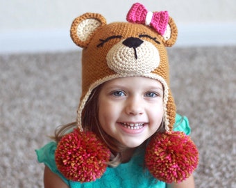 Crochet Bear Hat Pattern. Easy Instructions for Cute Boy & Girl Teddy Bear Animal Beanie for Babies, Kids, Teens and Adults (PDF FILE)