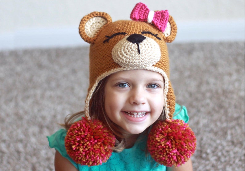 Crochet Bear Hat Pattern. Easy Instructions for Cute Boy & Girl Teddy Bear Animal Beanie for Babies, Kids, Teens and Adults PDF FILE image 1