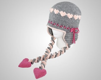 Crochet Sweetheart Hat Pattern. Easy Instructions for Cute Girly Girl Beanie. Perfect for Babies, Kids, Teens & Adults (PDF FILE)