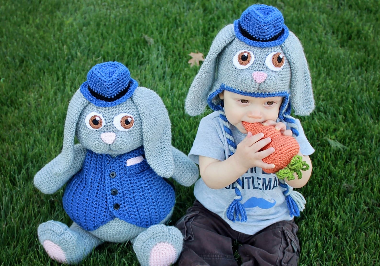 Crochet Boy Rabbit Pattern Crochet Bunny Toy Pattern. Easy Instructions for Cute Boy & Girl Easter ...