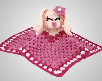 Crochet Bunny Lovey Pattern. Easy Instructions for Cute Boy & Girl Easter Bunny Rabbit Security Blanket for Babies and Children (PDF FILE)