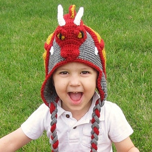 Crochet Dragon Hat Pattern. Easy Instructions for Cool Earflap Beanie. Perfect Gift for Babies, Kids, Teens & Adults PDF FILE image 3