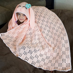 Crochet Bunny Blanket Pattern. Cute, Easy Instant Download Instructions for Hooded Wearable Afghan for Babies, Kids & Adults PDF File image 3