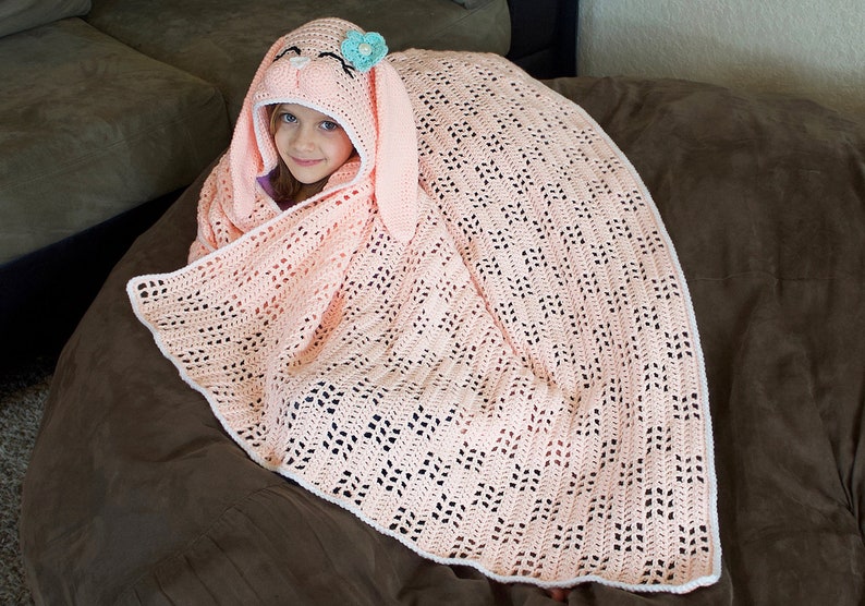 Crochet Bunny Blanket Pattern. Cute, Easy Instant Download Instructions for Hooded Wearable Afghan for Babies, Kids & Adults PDF File image 3