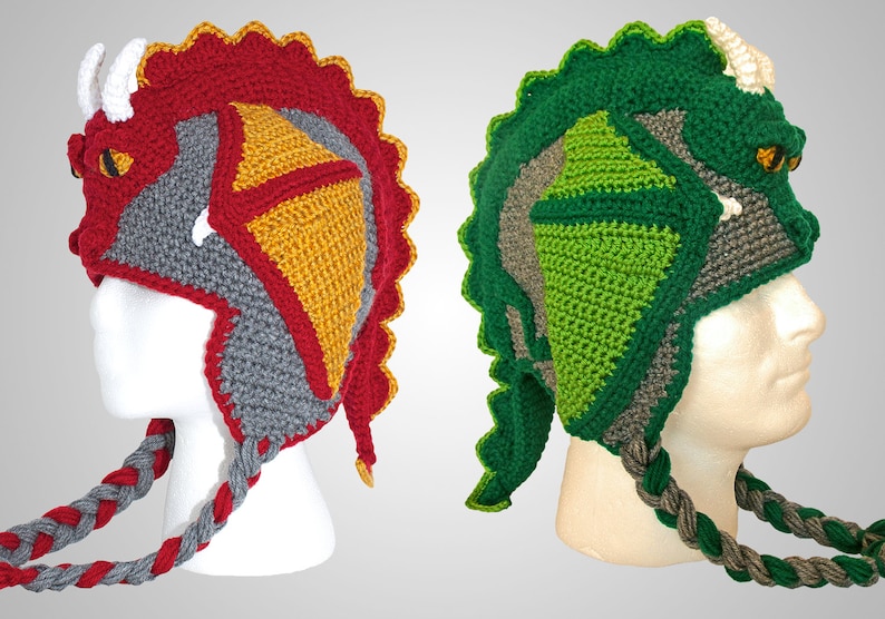 Crochet Dragon Hat Pattern. Easy Instructions for Cool Earflap Beanie. Perfect Gift for Babies, Kids, Teens & Adults PDF FILE image 2