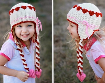 Crochet Sweetheart Hat Pattern. Easy Instructions for Cute Girly Girl Beanie. Perfect for Babies, Kids, Teens & Adults (PDF FILE)