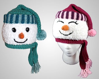 Crochet Snowman Hat Pattern. Easy Instructions for Cute Boys & Girls Winter Beanie for Babies, Kids, Teens and Adults (PDF FILE)