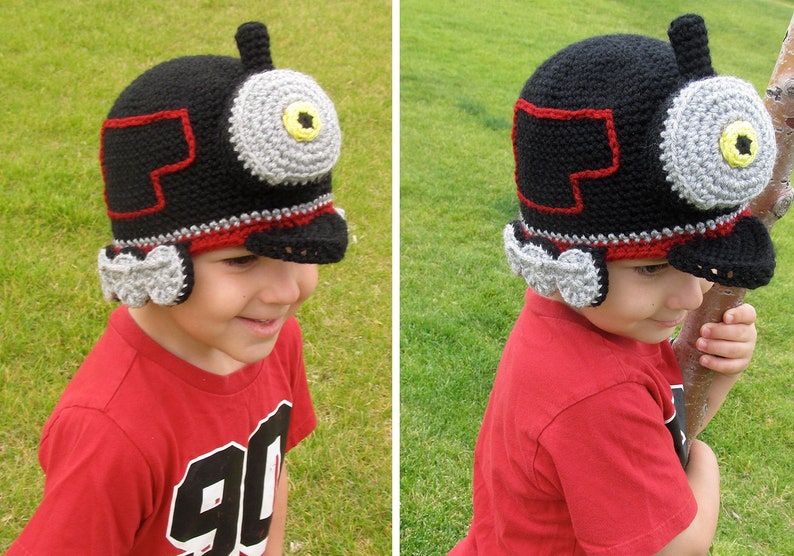 Crochet Train Hat Pattern. Easy Instructions for Cool Locomotive Beanie in Baby, Child, Teen & Adult Sizes PDF FILE image 1