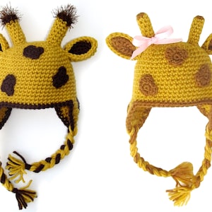 Crochet Giraffe Hat Pattern, Cute Baby, Kid or Adult Animal Beanie Digital Download Instructions, Easy DIY Gift and Photo Prop image 2