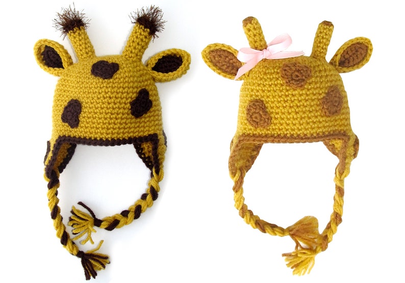 Crochet Giraffe Hat Pattern, Cute Baby, Kid or Adult Animal Beanie Digital Download Instructions, Easy DIY Gift and Photo Prop image 2