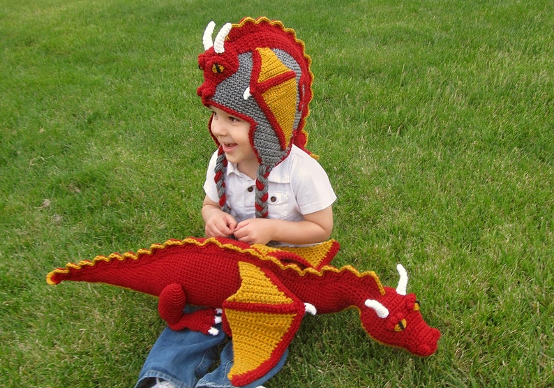 Crochet Dragon Hat /& Stuffed Animal Toy Pattern Combo Pack PDF File Easy and Cool Beanie and Stuffie Instructions for Kids and adults