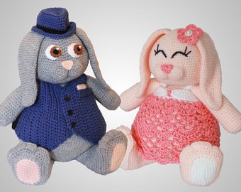 Crochet Bunny Toy Pattern. Easy Instructions for Cute Boy & Girl Easter Bunny Rabbit Amigurumi Doll for DIY Holiday Home Decor (PDF FILE)