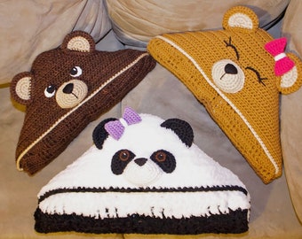 Crochet Bear Blanket. Cute, Easy Panda & Teddy Bear Hooded Afghan Instant Download Instructions for Baby, Kid, Teen and Adult (PDF File)