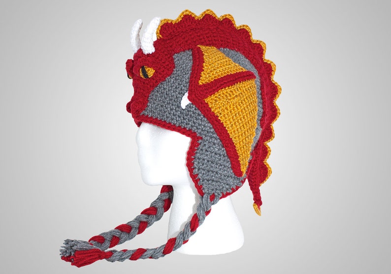 Crochet Dragon Hat Pattern. Easy Instructions for Cool Earflap Beanie. Perfect Gift for Babies, Kids, Teens & Adults PDF FILE image 10