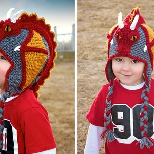 Crochet Dragon Hat Pattern. Easy Instructions for Cool Earflap Beanie. Perfect Gift for Babies, Kids, Teens & Adults PDF FILE image 5