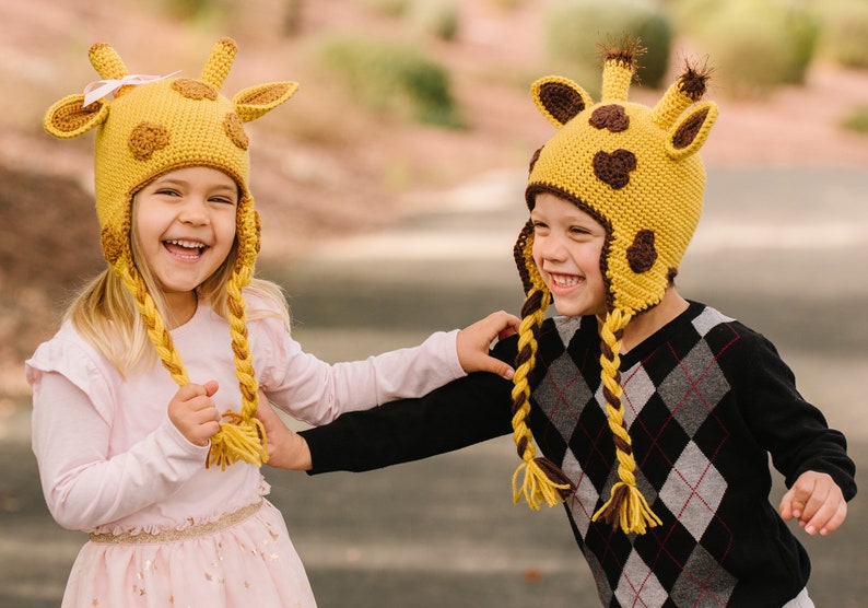 Crochet Giraffe Hat Pattern, Cute Baby, Kid or Adult Animal Beanie Digital Download Instructions, Easy DIY Gift and Photo Prop image 1