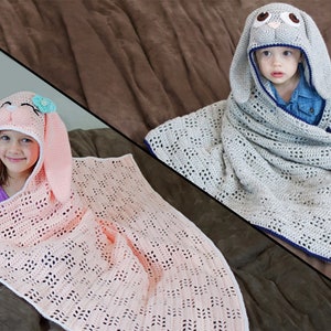 Crochet Bunny Blanket Pattern. Cute, Easy Instant Download Instructions for Hooded Wearable Afghan for Babies, Kids & Adults PDF File image 2