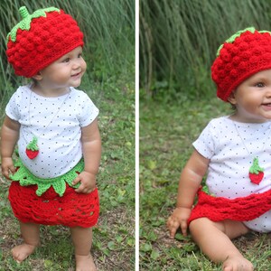 Crochet Strawberry Hat, Skirt & Pendant Outfit Pattern. Cute and Easy Written Tutorial for Dress Up Baby and Kid Costume PDF FILE image 4