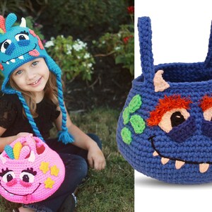 Crochet Monster Bag Pattern. Easy Instructions for Cute Boys & Girls Halloween Trick-or-Treat Buckets for Babies and Kids PDF File image 2