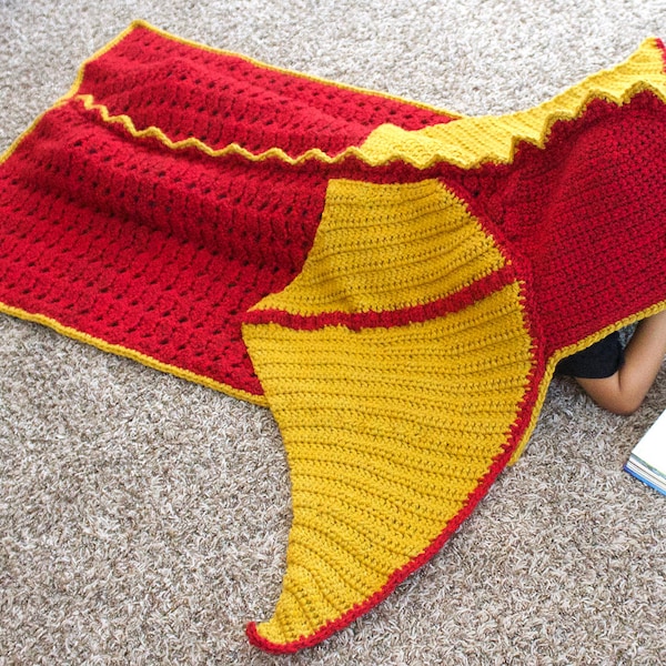 Crochet Dragon Blanket Pattern - Cool Hooded Dragon Afghan Instant Download Instructions. Make Cute Gift for Kids, Teens, Adults (PDF FILE)
