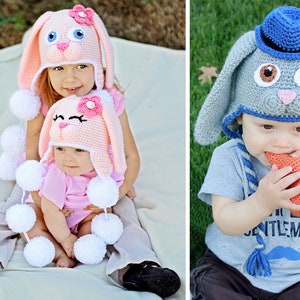 Crochet Bunny Hat Pattern. Easy, Sweet Rabbit Earflap Beanie Instant Download Instructions for cute baby, kid, teen & adult gifts PDF FILE image 2