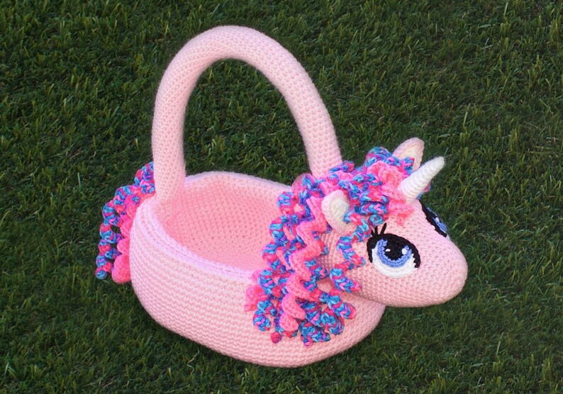 Crochet Unicorn Hat & Basket Pattern Pack. Easy Instructions for Cute Pony Beanie for Baby, Kid, Teen and Adults and Easter Bag PDF FILES image 3