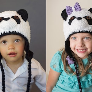 Crochet Panda Hat Pattern. Easy Instructions for Cute Furry or ww Bear Beanie for Babies, Kids, Teens & Adults Halloween Costume (PDF FILE) image 2