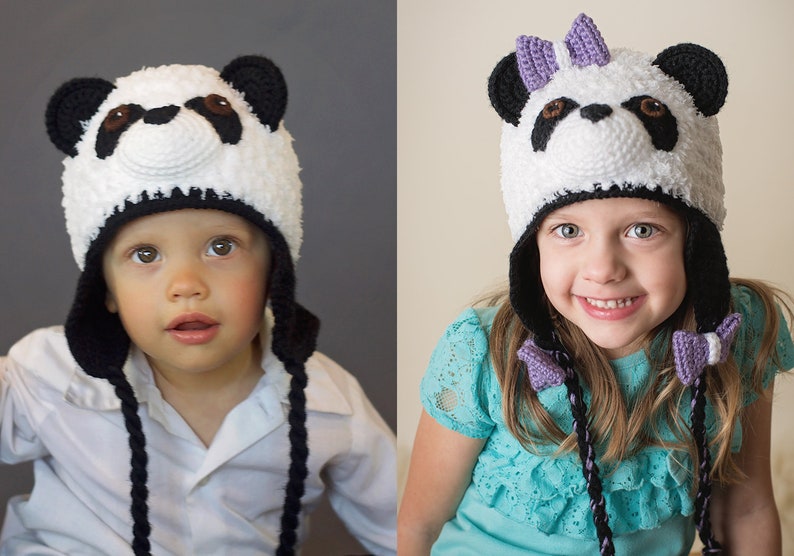 Crochet Panda Hat Pattern. Easy Instructions for Cute Furry or ww Bear Beanie for Babies, Kids, Teens & Adults Halloween Costume (PDF FILE) image 2